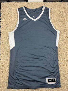 Adidas Mens Team Jersey V Neck Basketball Shirt Gray White Size XL Sports